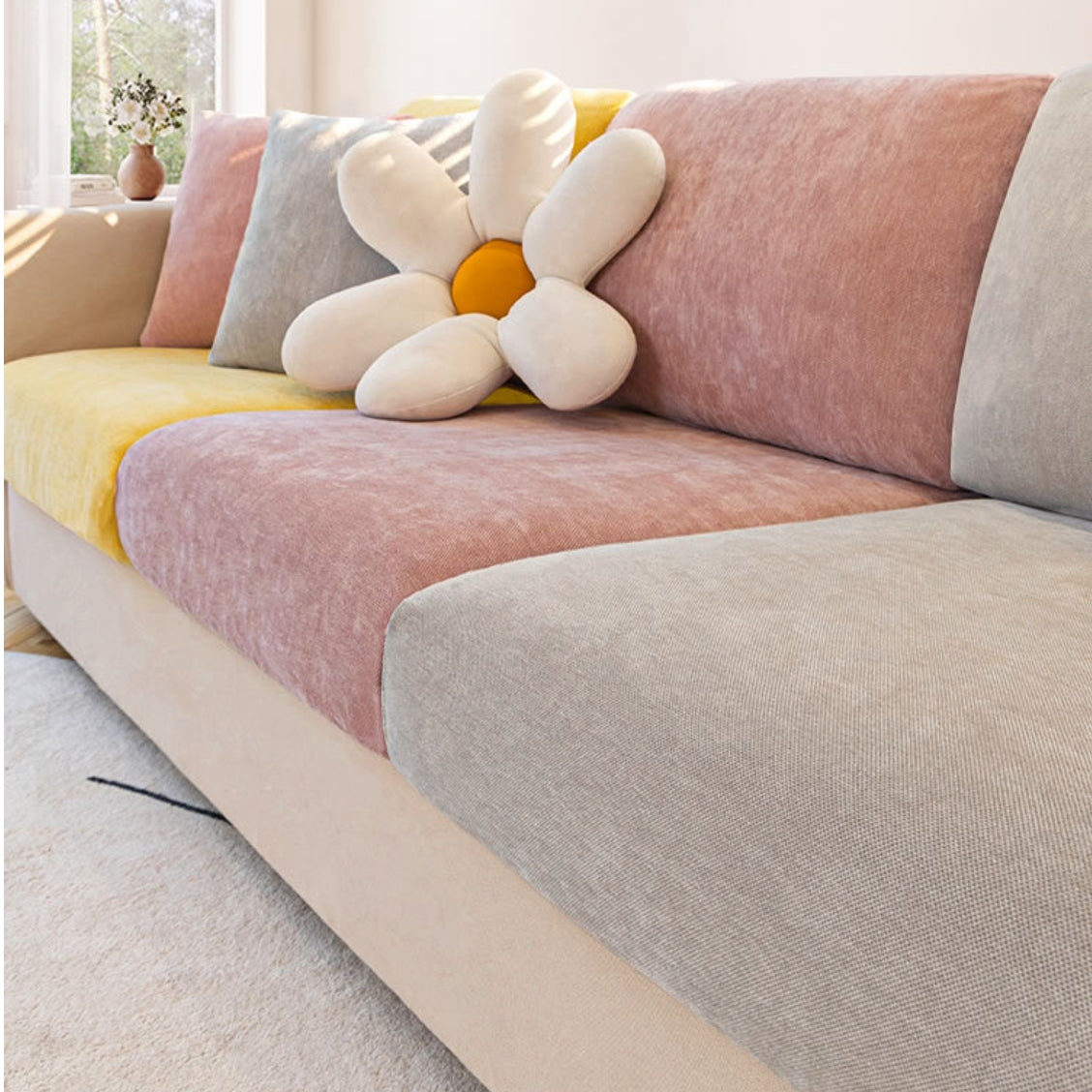 Chenille corner sofa cover / sofa seat cushion cover