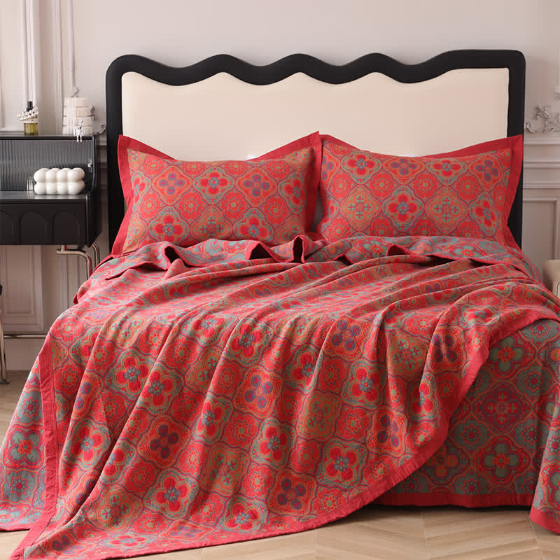 Variant image for Reversible Cotton Quilt with Petal Flower Pattern – Eco-Friendly Bedding for Summer and All Seasons, Available in Full, Queen, King Sizes-10