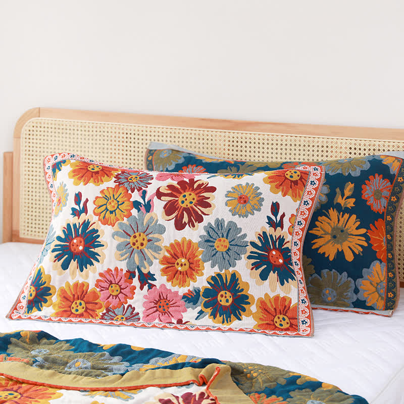 Variant image for Colorful Reversible Cotton Quilt – Eco-Friendly Lightweight Summer Blanket with Jacquard Design-5