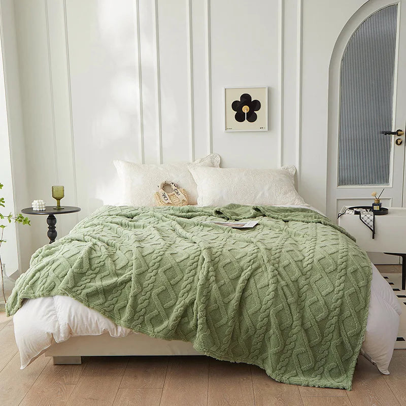 Soft Green Coral Fleece Blanket