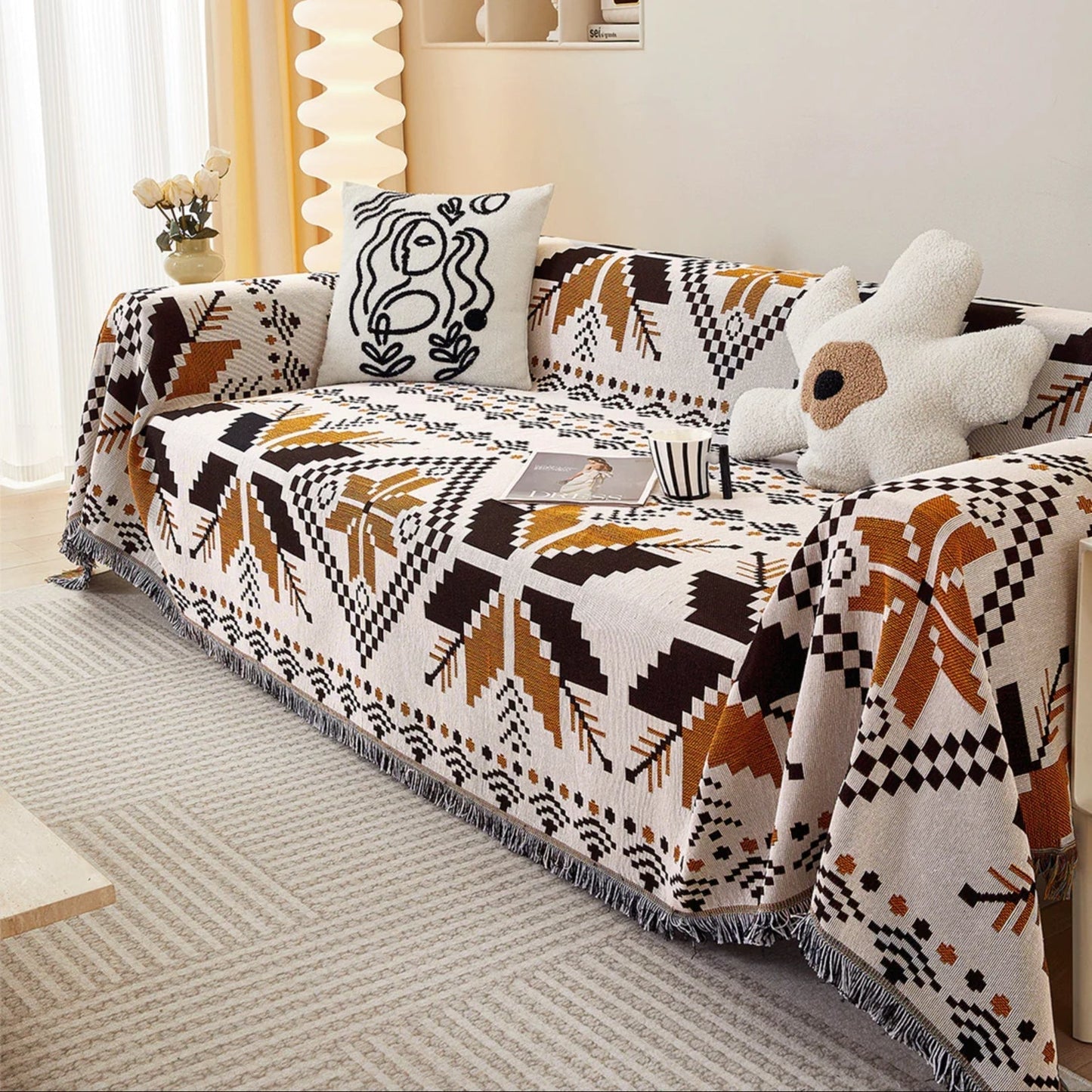 Autumn Maple Boho Sofa/Couch Cover Camping Blanket