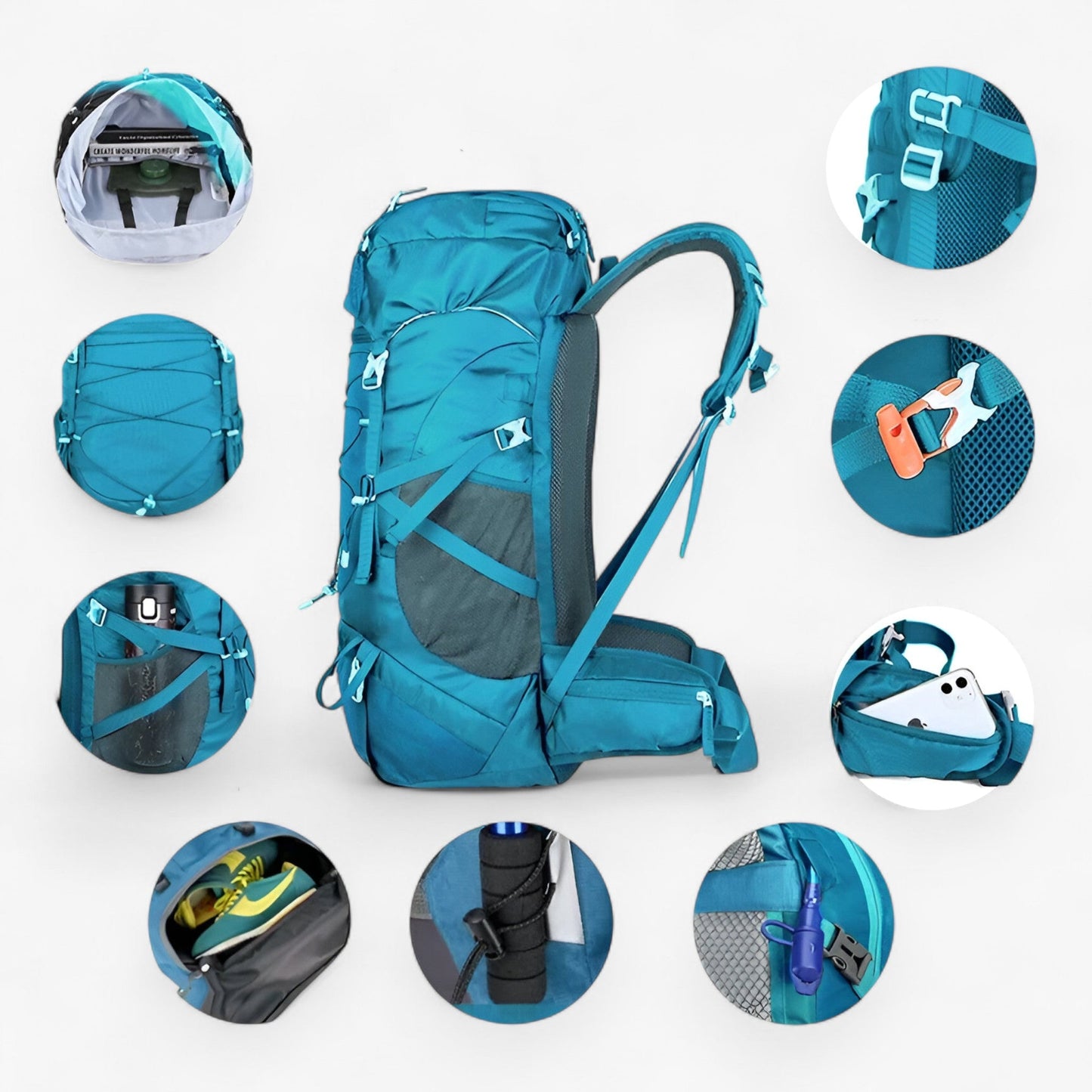 50L Waterproof Hiking Backpack with Rain Cover for Outdoor Adventures