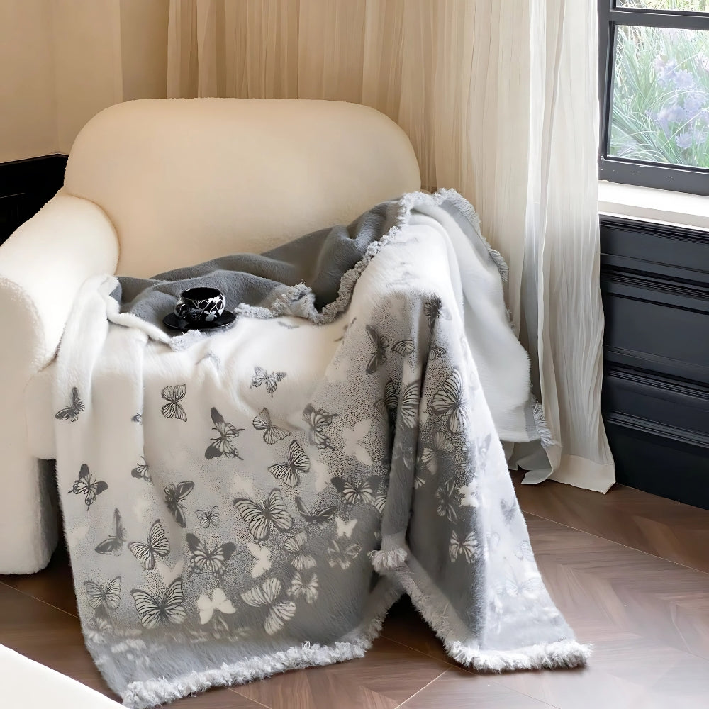 Orientally inspired mink blanket
