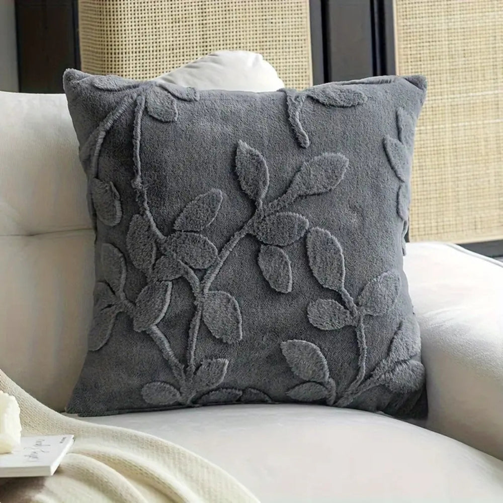 Pillowcase with Branch Pattern in Faux Fur