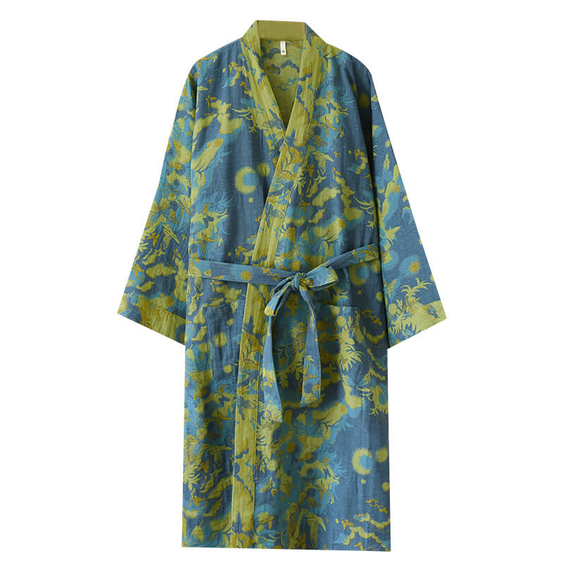Cotton Bathrobe with Jacquard Weave and Double-layer Design