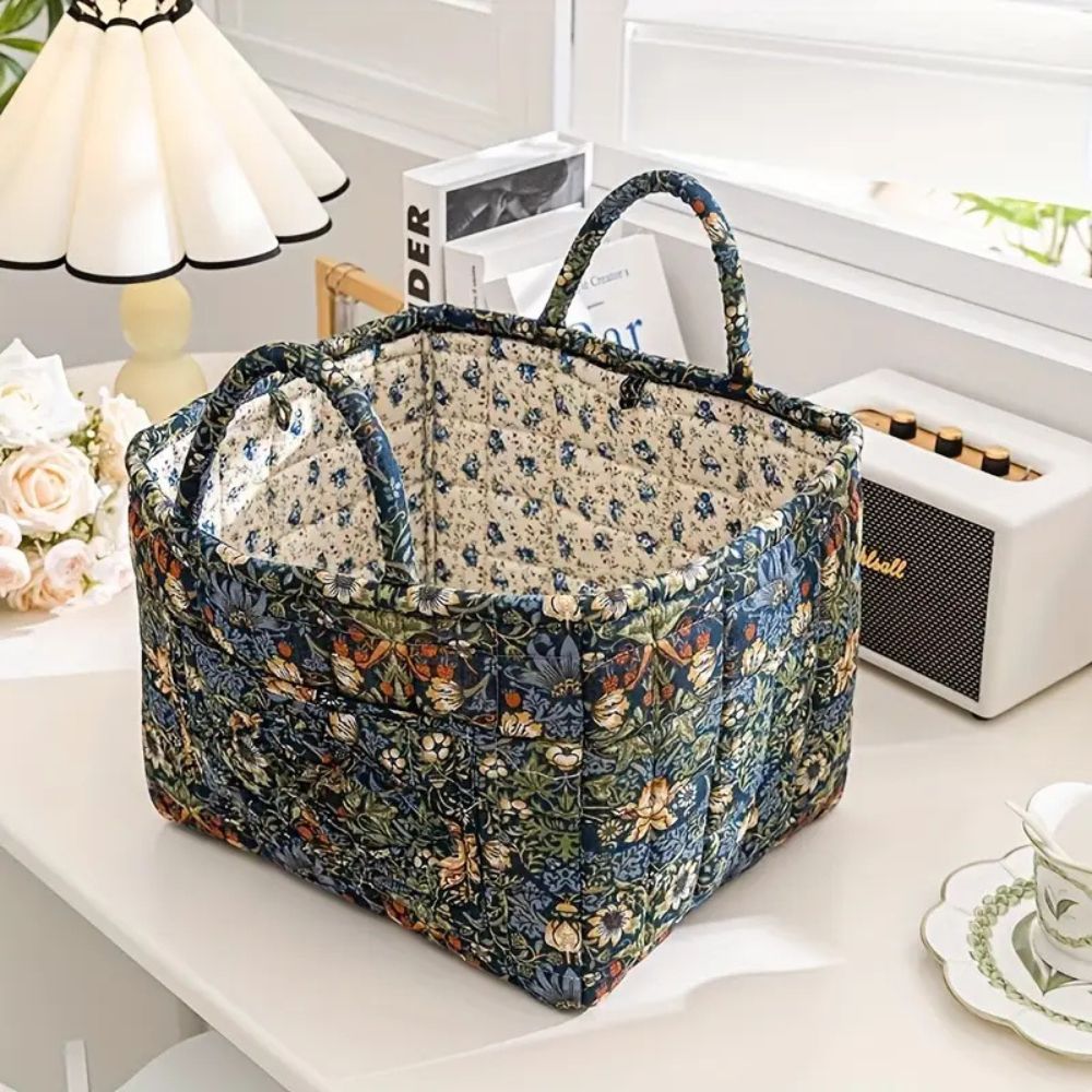 Floral Canvas Storage Basket for Stylish Organization – Durable and Lightweight, Machine Washable Design