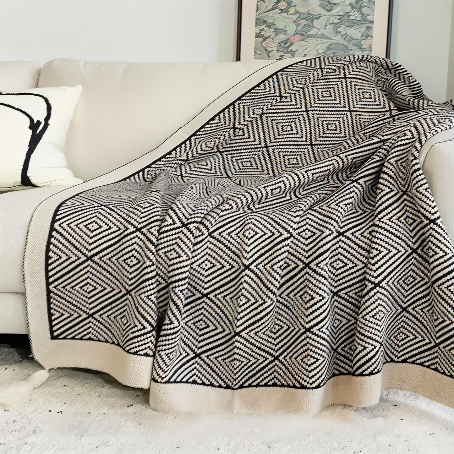 Geometric cozy fleece blanket