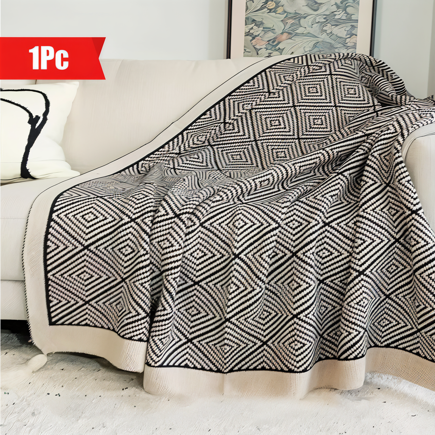 Geometric cozy fleece blanket