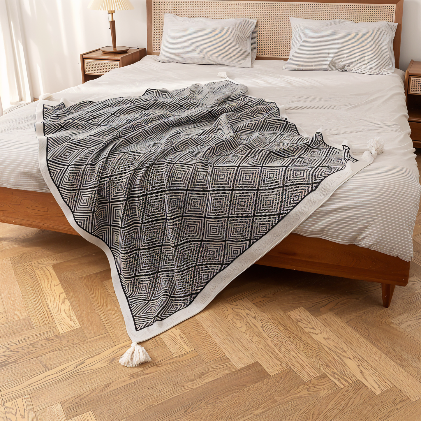 Geometric cozy fleece blanket