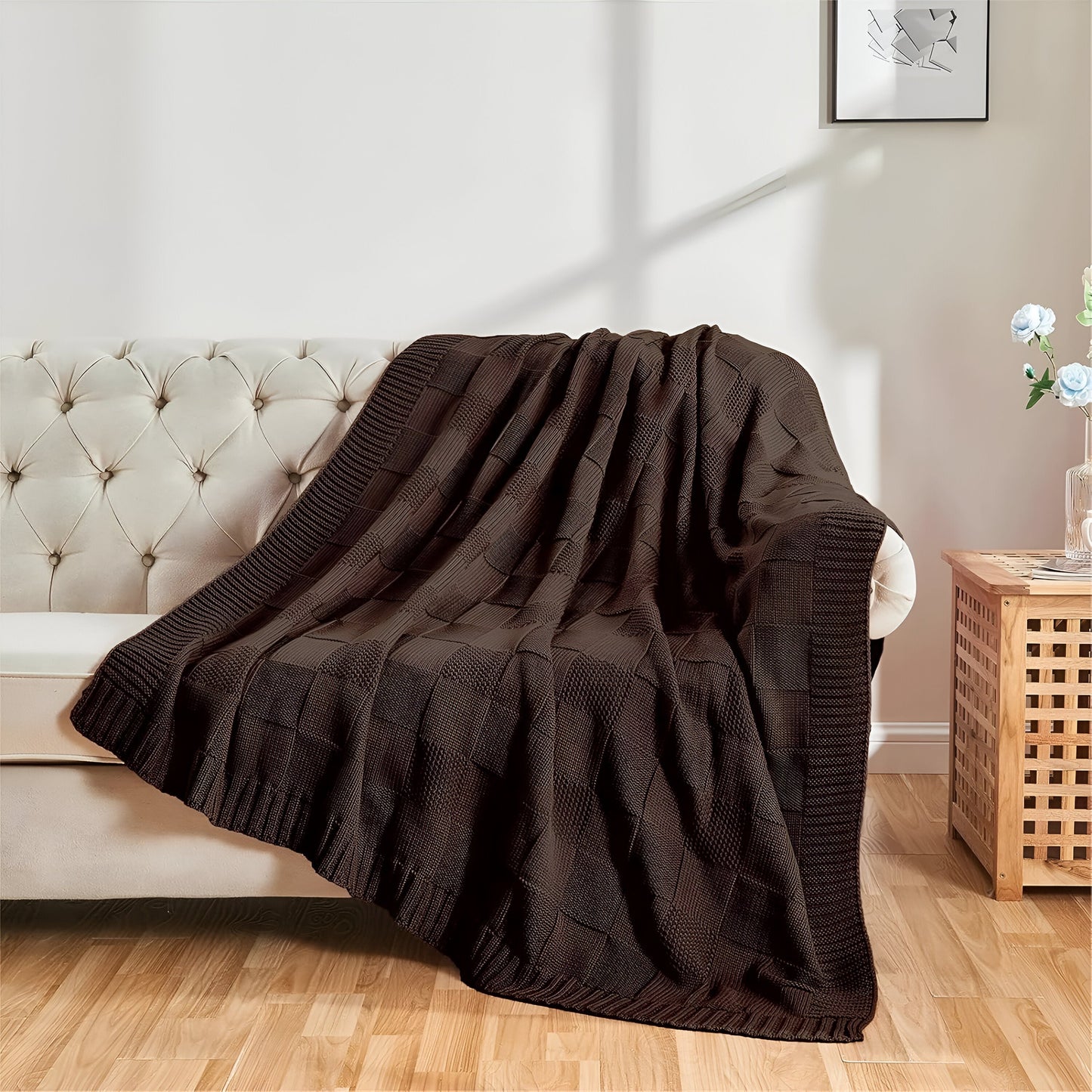 Soft knitted blanket for bed