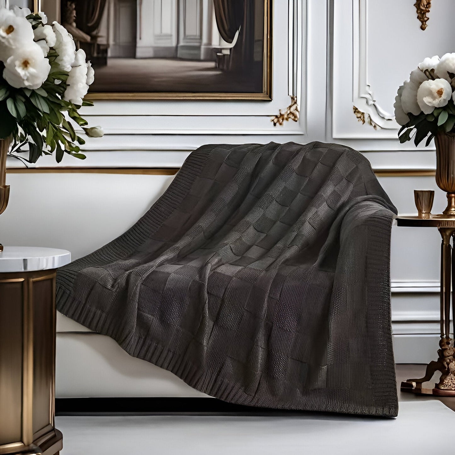 Soft knitted blanket for bed