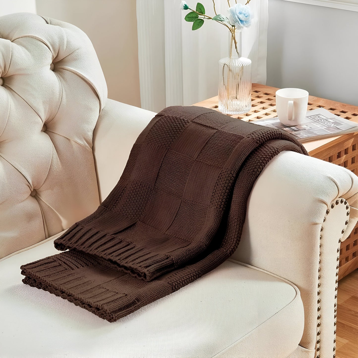Soft knitted blanket for bed
