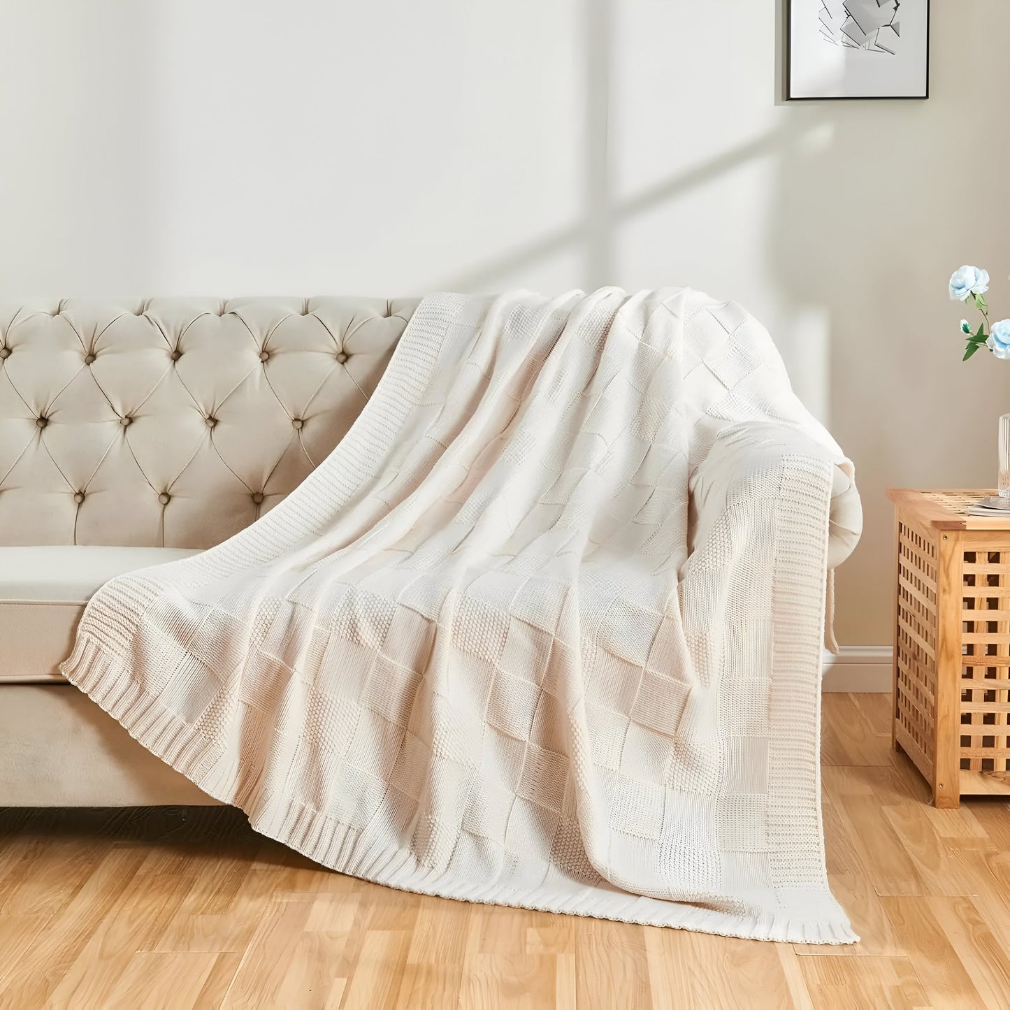 Soft knitted blanket for bed