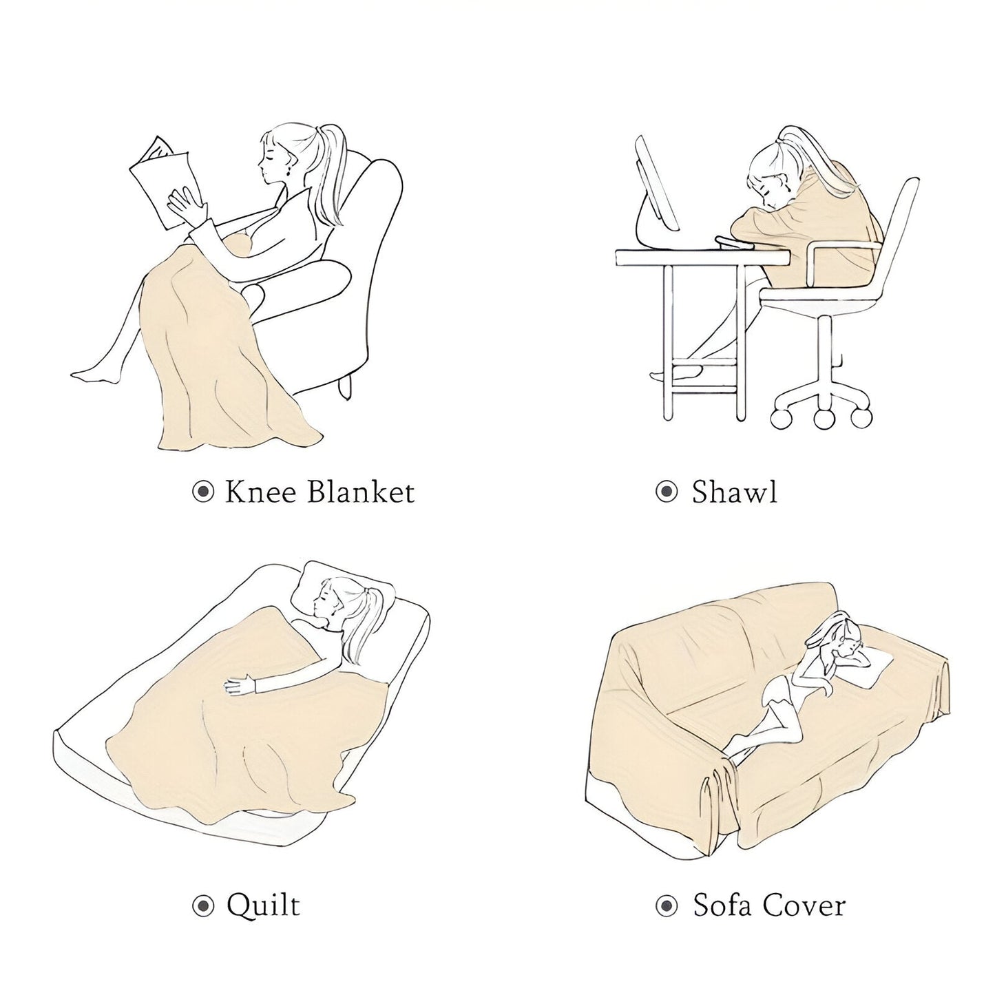 Reversible cotton sofa blanket with twill fleece