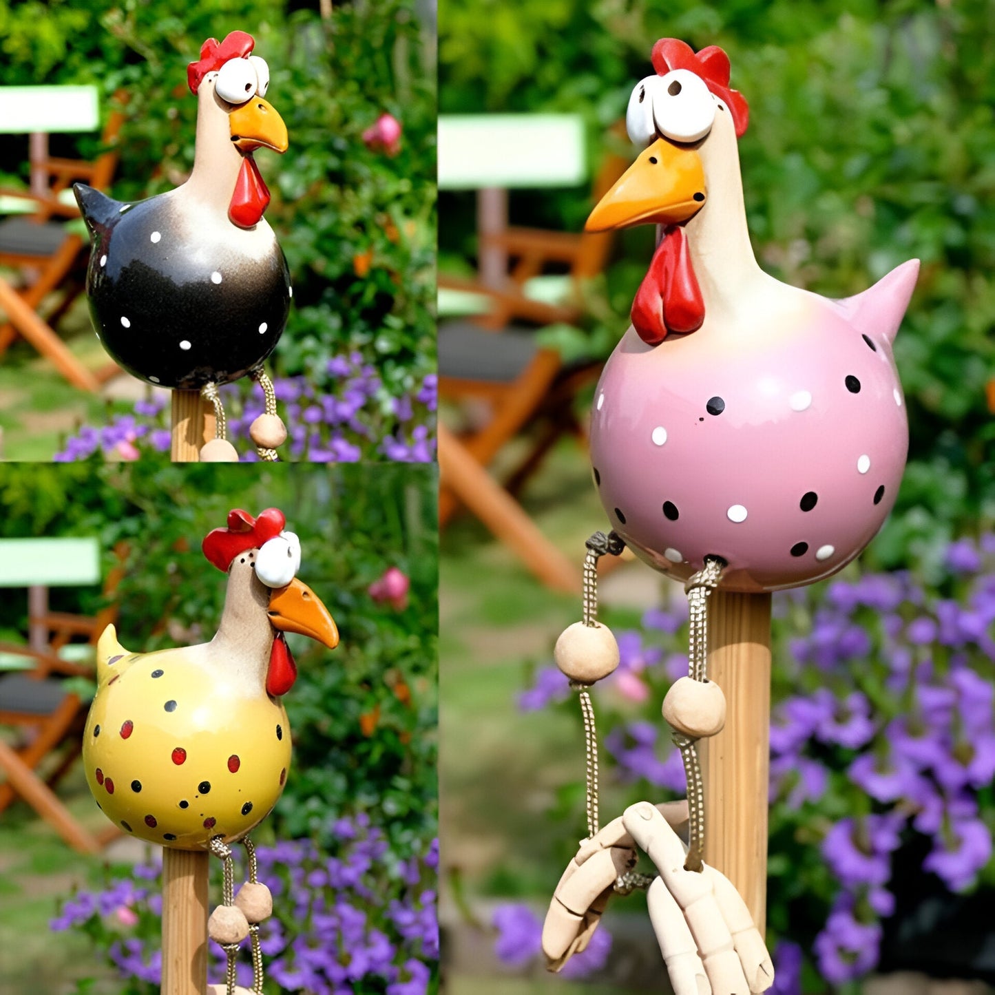 Durable Resin Chicken Statue for Outdoor Garden Decor