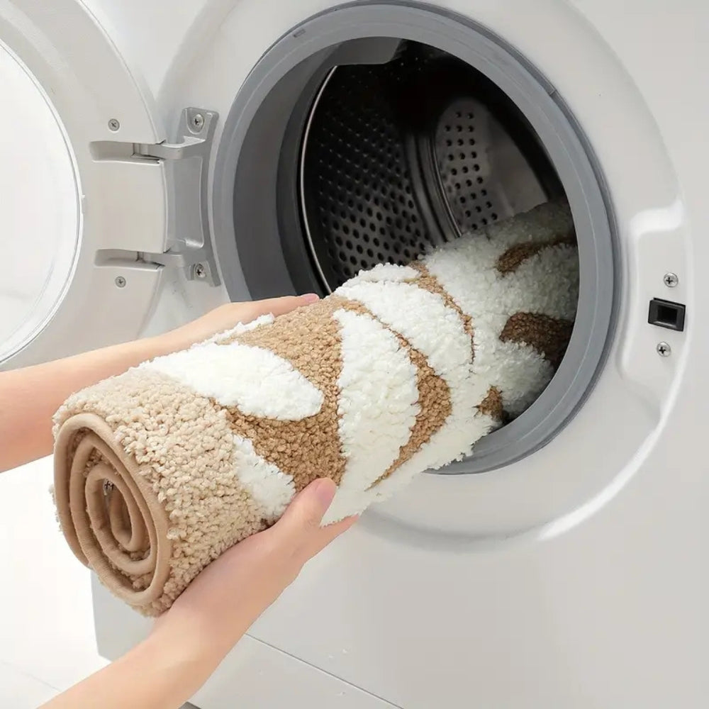 Non-Slip Bath Mat, Soft Microfiber, Leaf Patter