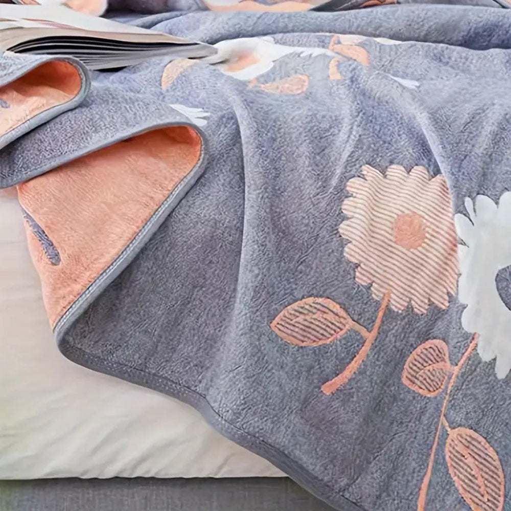 Reversible Cotton Floral Blanket, Lightweight, All-Season Use