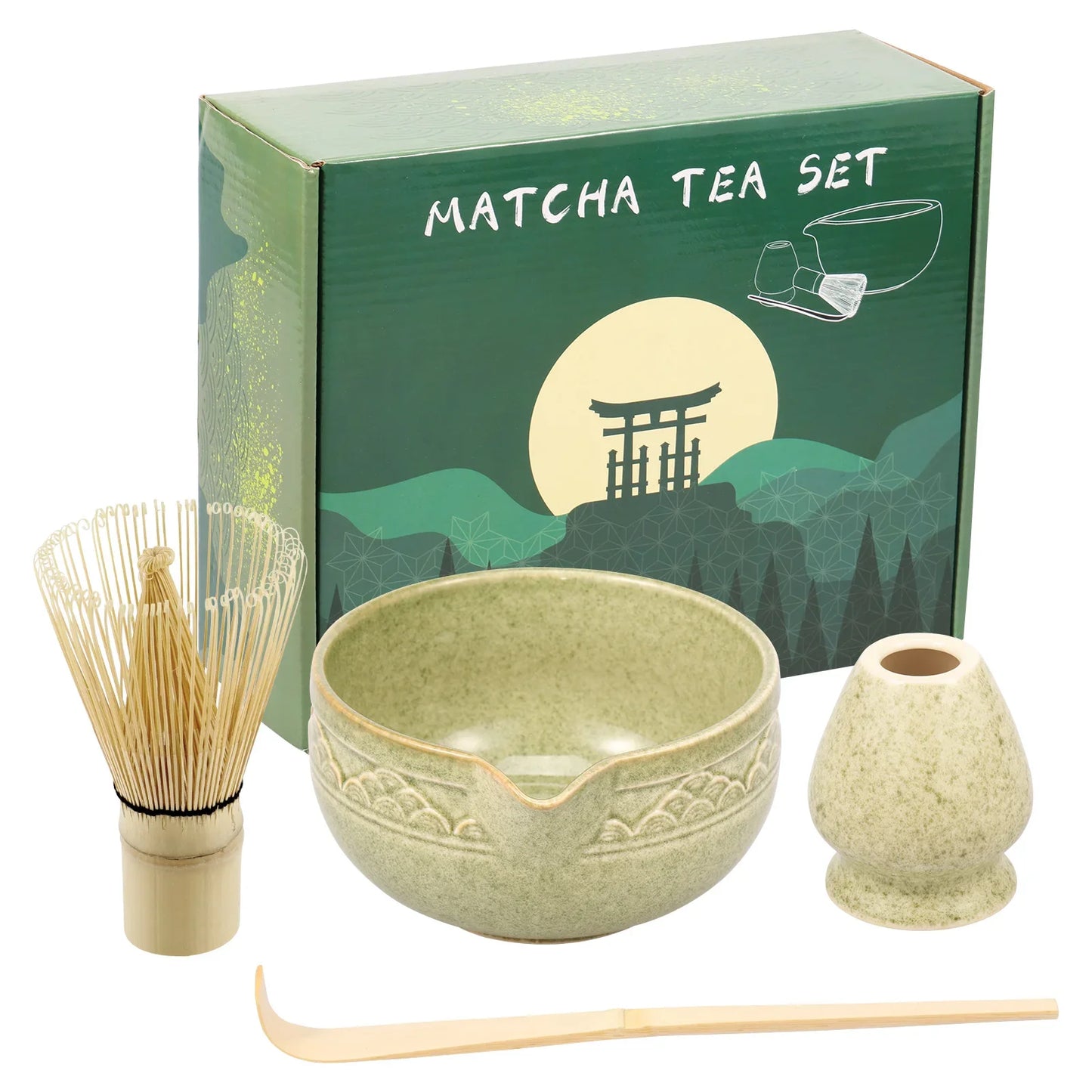 Variant image for Matcha Set 5-Piece Green Ceramic Bowl Bamboo Whisk Holder Scoop-2