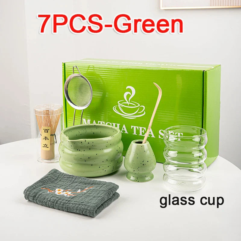 Variant image for Matcha Tea Set Green 7-Piece Bamboo Ceramic Standard Size-8