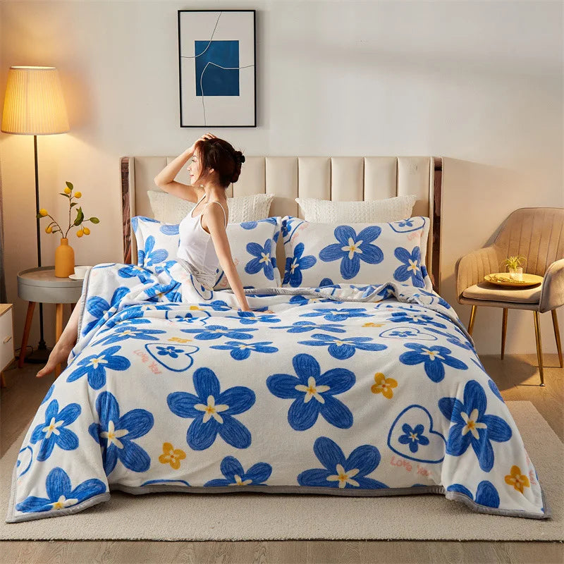 Fluffy floral blanket
