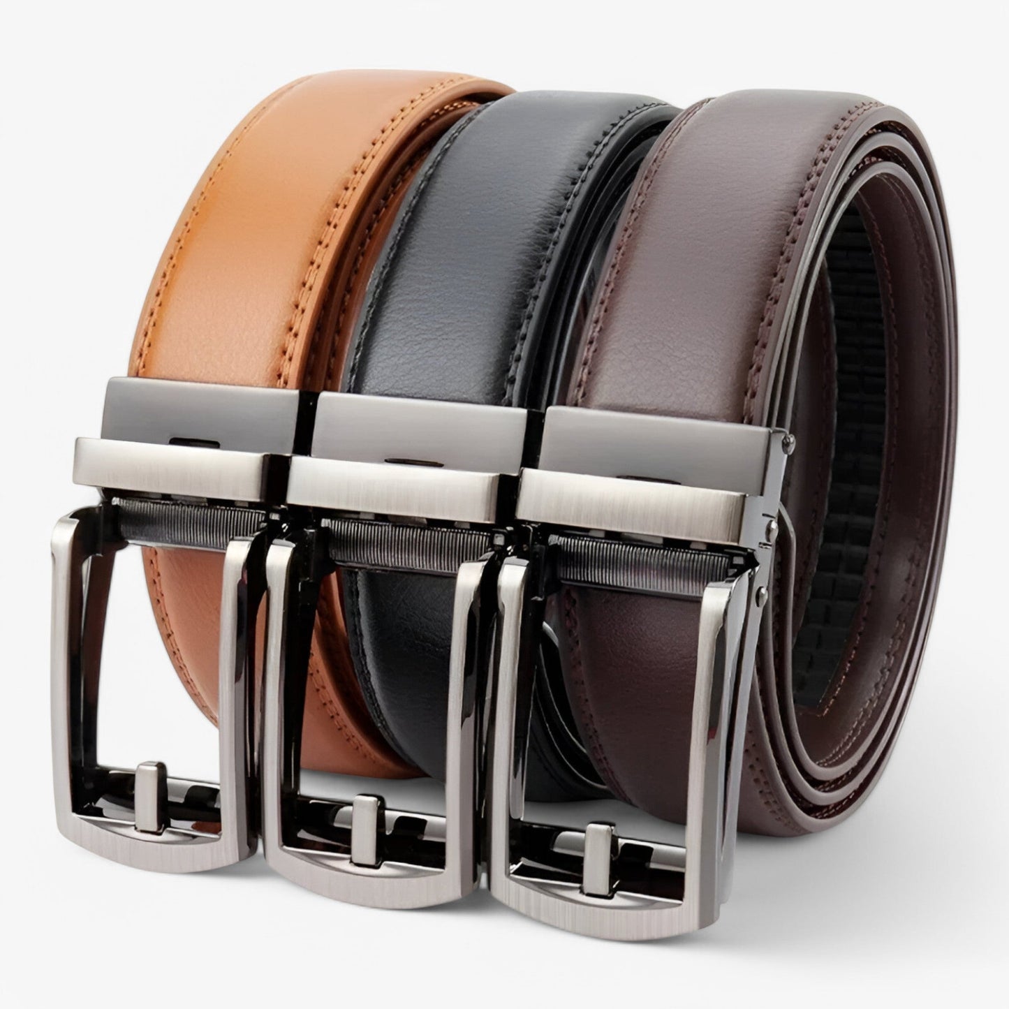 Double Layer Cowhide Leather Belt for Men – Black Leather Designer Belt with Elegant Alloy Buckle for Formal and Casual Wear-6