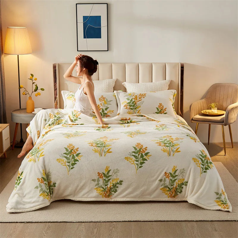Fluffy floral blanket