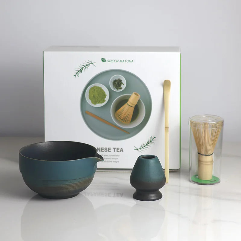 Variant image for Japanese Matcha Bowl Set with Spout Ombre Medium Ceramic Includes Whisk and Scoop-3
