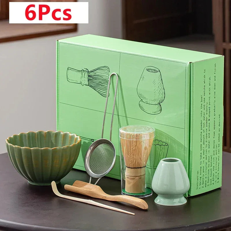 Variant image for Japanese Matcha Bowl Set Green Standard Ceramic with Whisk and Scoop-5