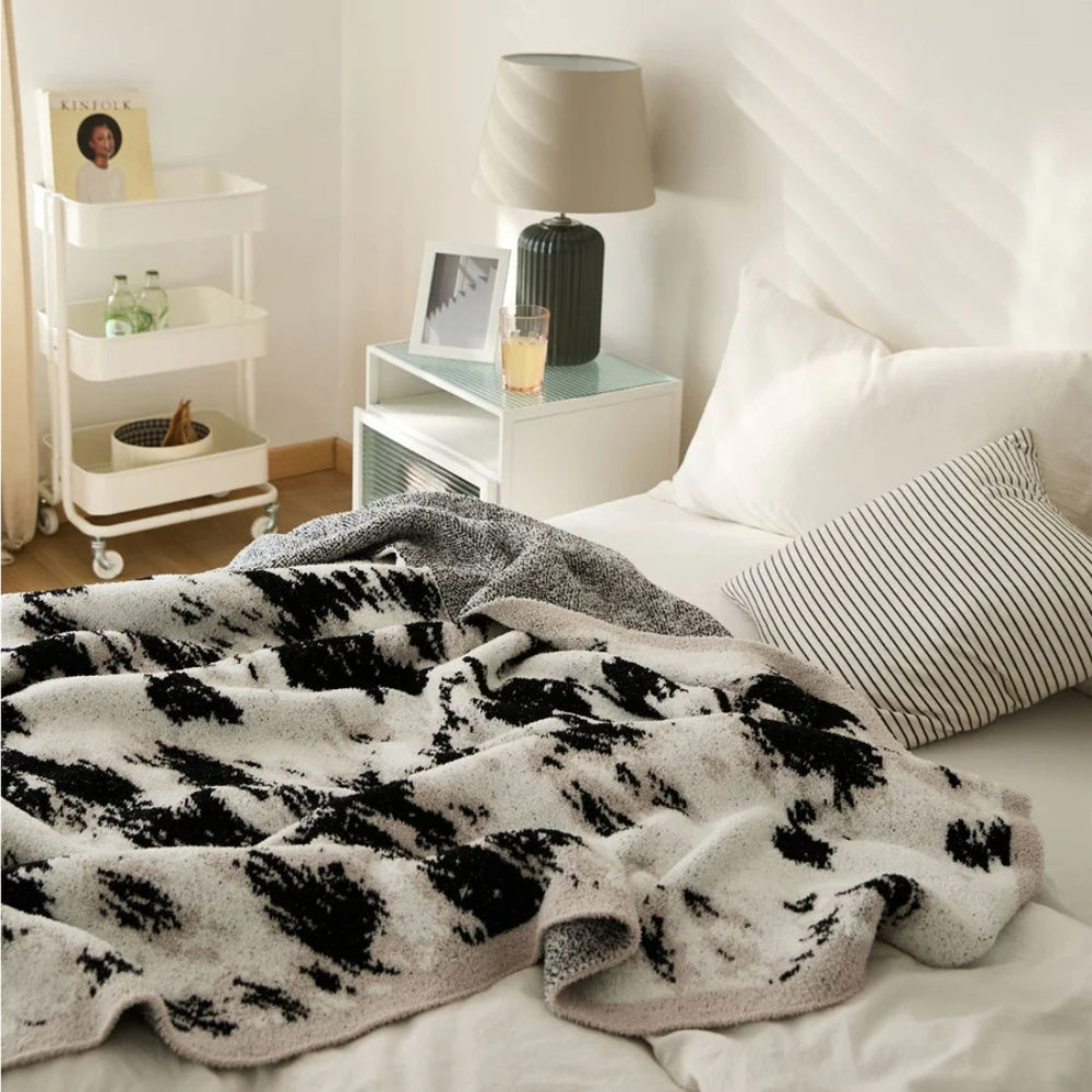 Cozy Black and White Fuzzy Knit Throw Blanket – Soft Cotton and Microfiber Blend, 51x63 for Modern Home Decor 5