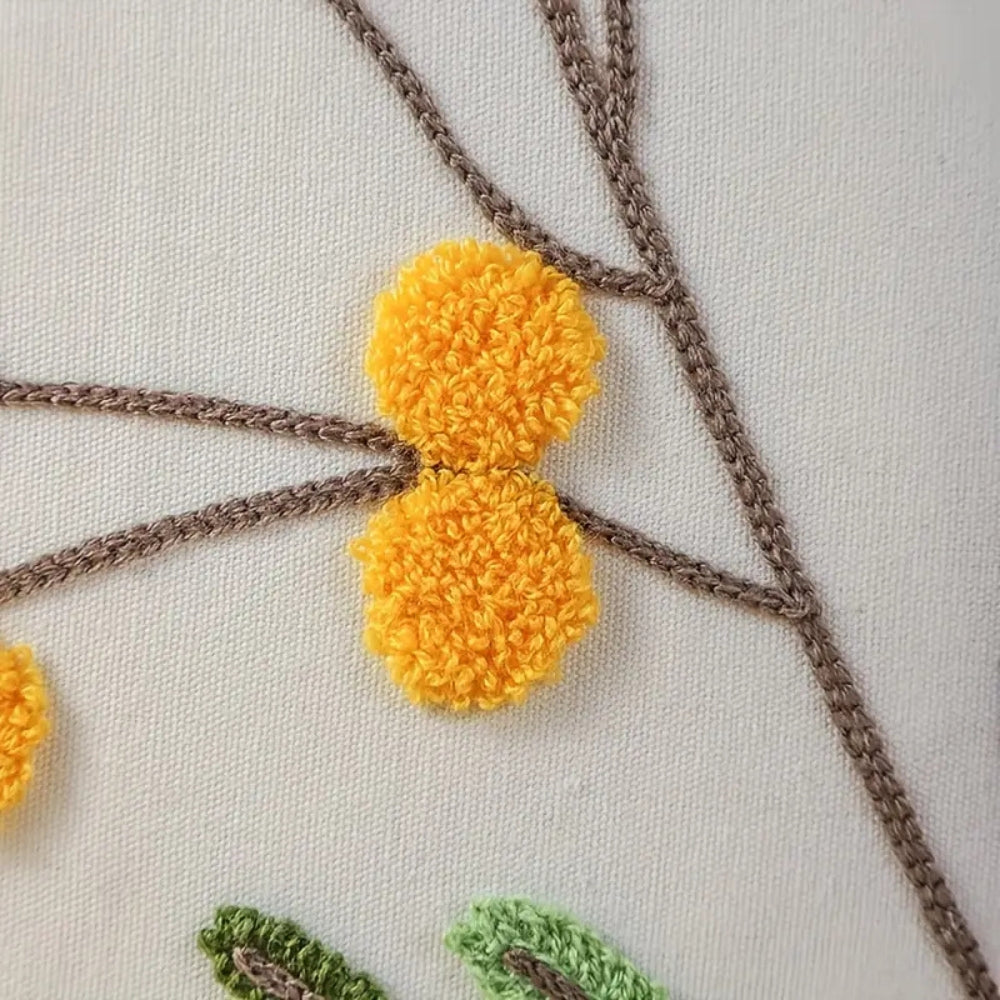 Yellow Bloom Leaf Embroidery Cushion Cover – Soft Microfiber Blend with Hidden Zipper, Machine Washable, 18x18 and 12x20 Compatible 6