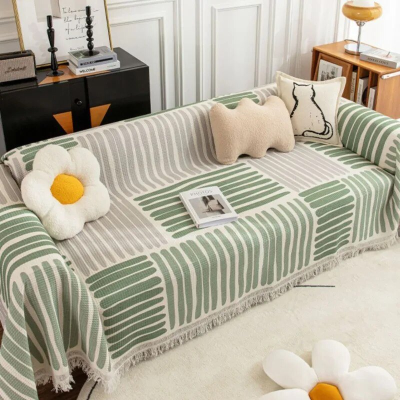 Comfortable sofa blanket with abstract pattern – Soft, versatile blanket for the living room