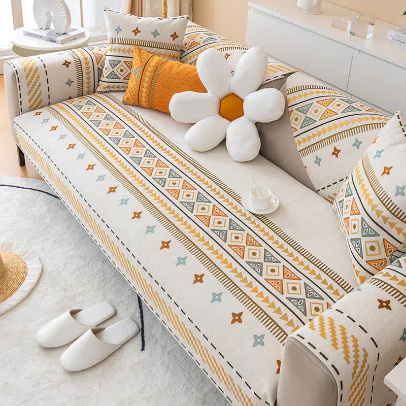 Bohemian Chenille Sofa Throw - Stylish Furniture and Protection Cover