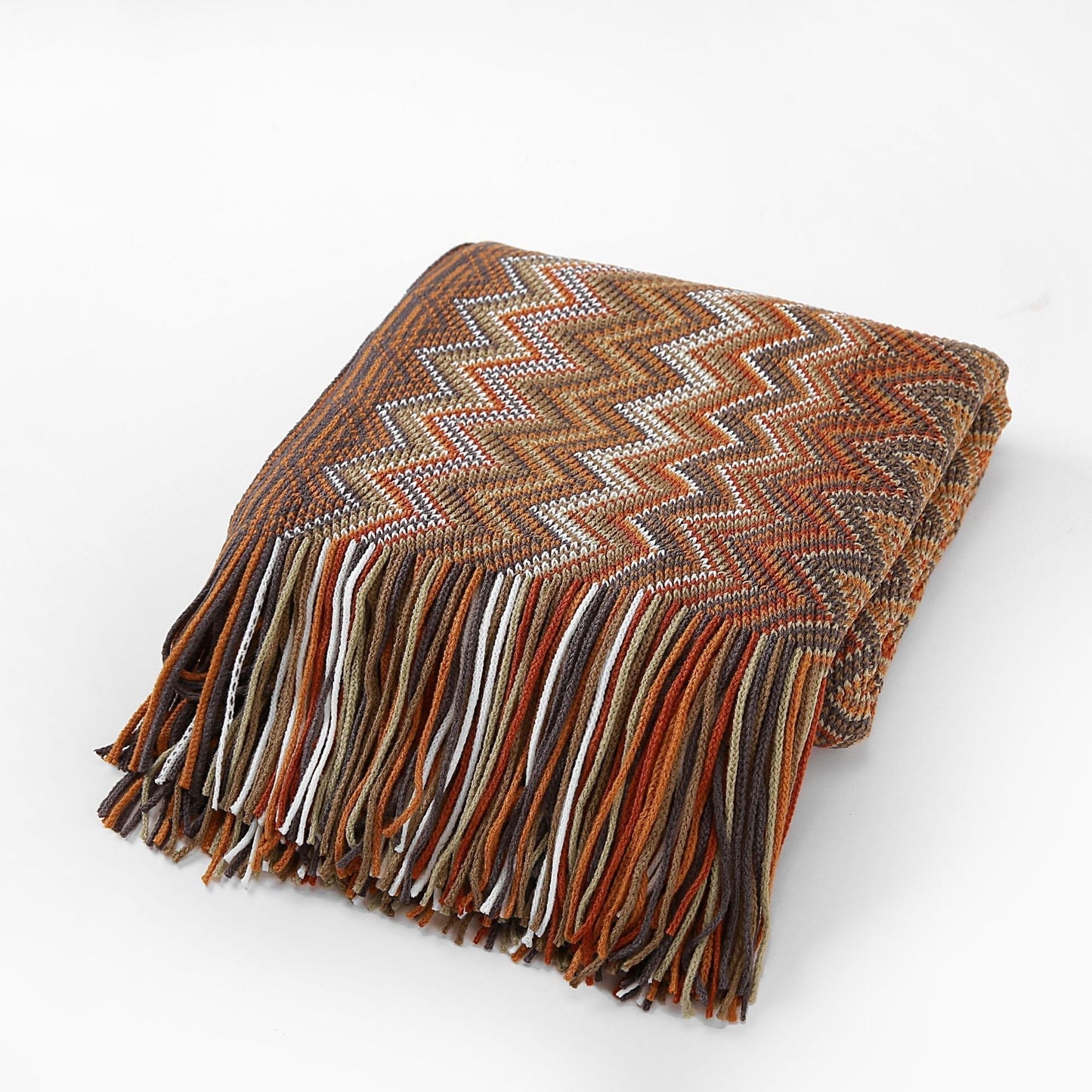 Bohemian knitted blanket with stripes