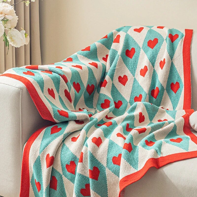 Cozy heart sofa blanket