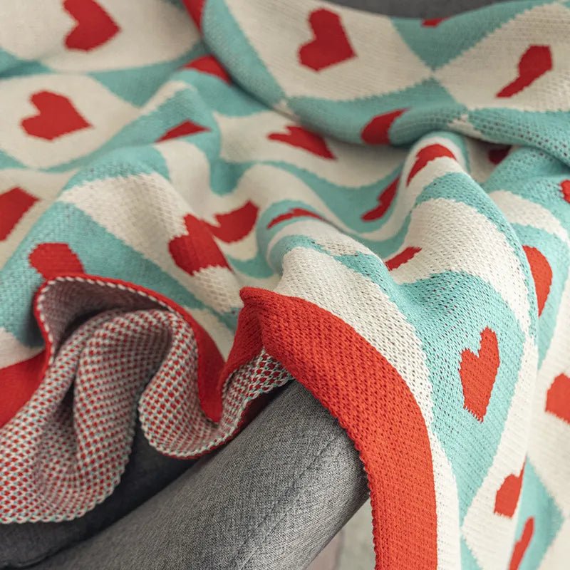 Cozy heart sofa blanket