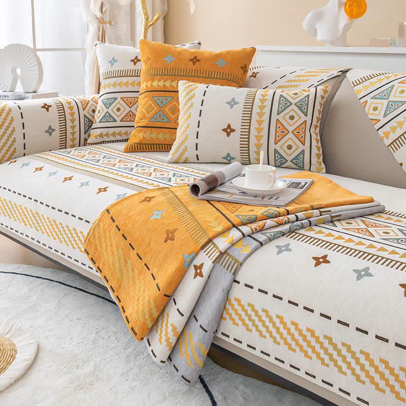 Bohemian Chenille Sofa Throw - Stylish Furniture and Protection Cover
