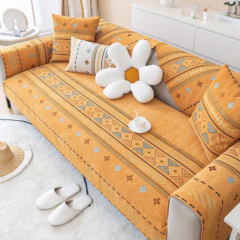 Bohemian Chenille Sofa Throw - Stylish Furniture and Protection Cover