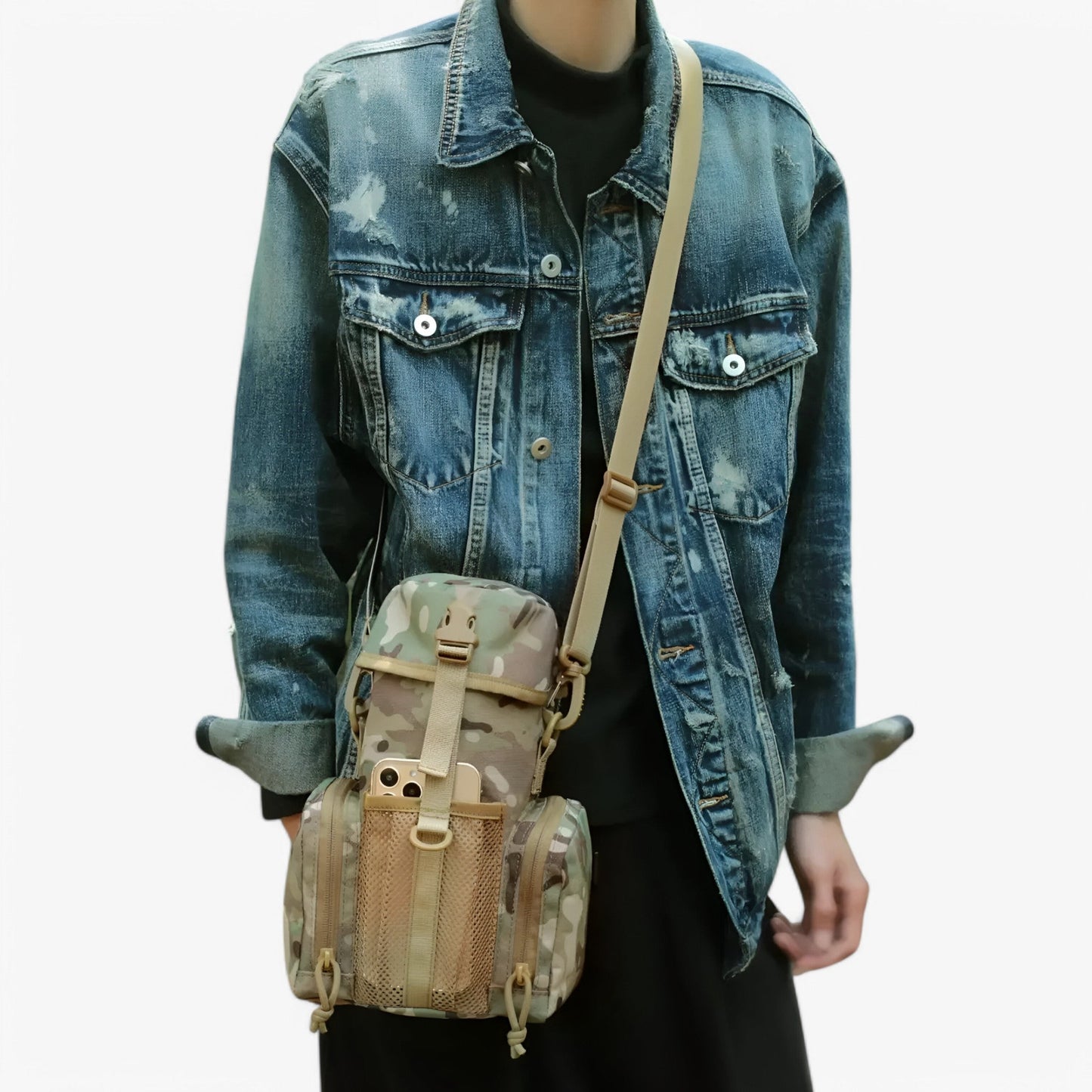 Water Bottle Sling Bag with Adjustable Strap – Durable 1000D Nylon for Sports, Travel, and Outdoor Activities-6