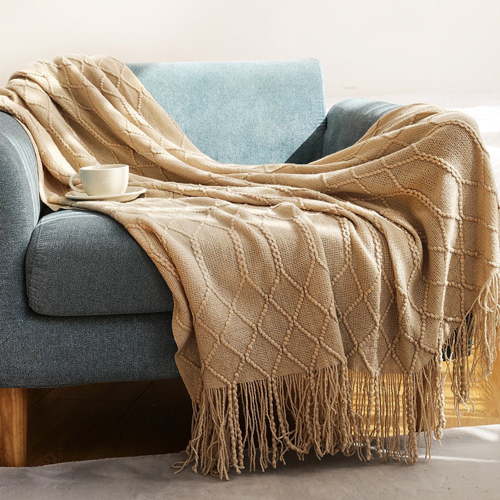 Nordic knitted diamond blanket