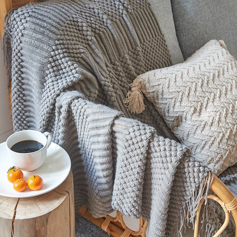 Cozy Knit Blanket for Sofa and Bed