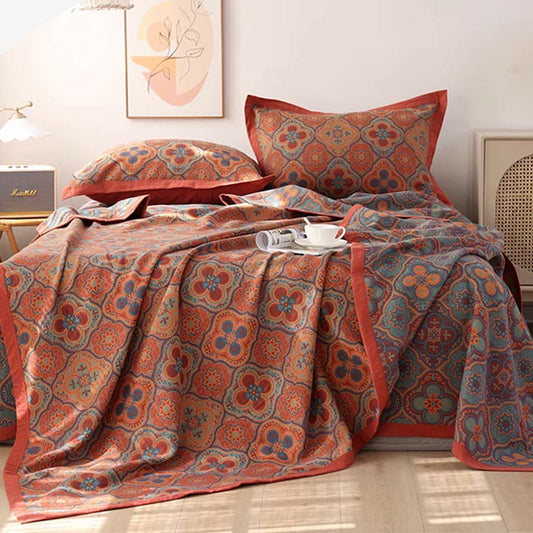 Reversible Cotton Quilt with Petal Flower Pattern – Eco-Friendly Bedding for Summer and All Seasons, Available in Full, Queen, King Sizes 1