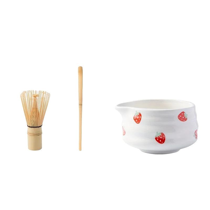 Variant image for Japanese Matcha Bowl Set Strawberry Design Size One High-Quality Ceramic-4