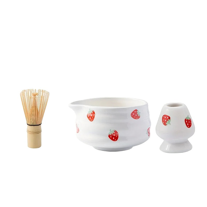 Variant image for Japanese Matcha Bowl Set Strawberry Design Size One High-Quality Ceramic-2