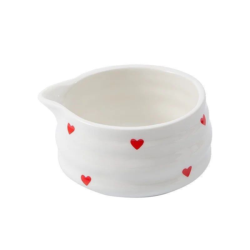 Variant image for Heart-Shaped Matcha Bowl Set with Whisk Ceramic Size M for Green Tea Preparation-2