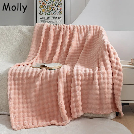 Super soft flannel blanket with bubble texture