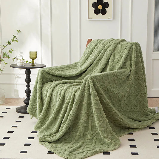 Soft Green Coral Fleece Blanket