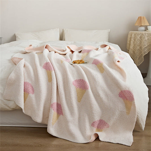 Baby Pink Ice Cream Soft Knit Blanket