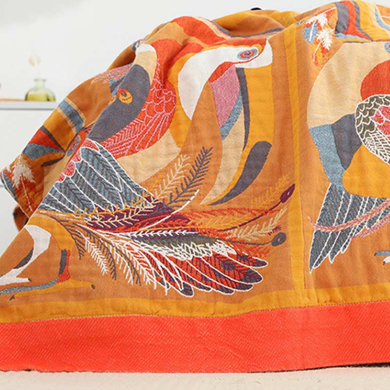 Reversible Organic Cotton Quilt with Toucan Bird Pattern – Soft Eco-Friendly Bedding for Kids, Queen/King Size Options 5
