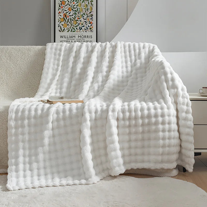 Super soft flannel blanket with bubble texture