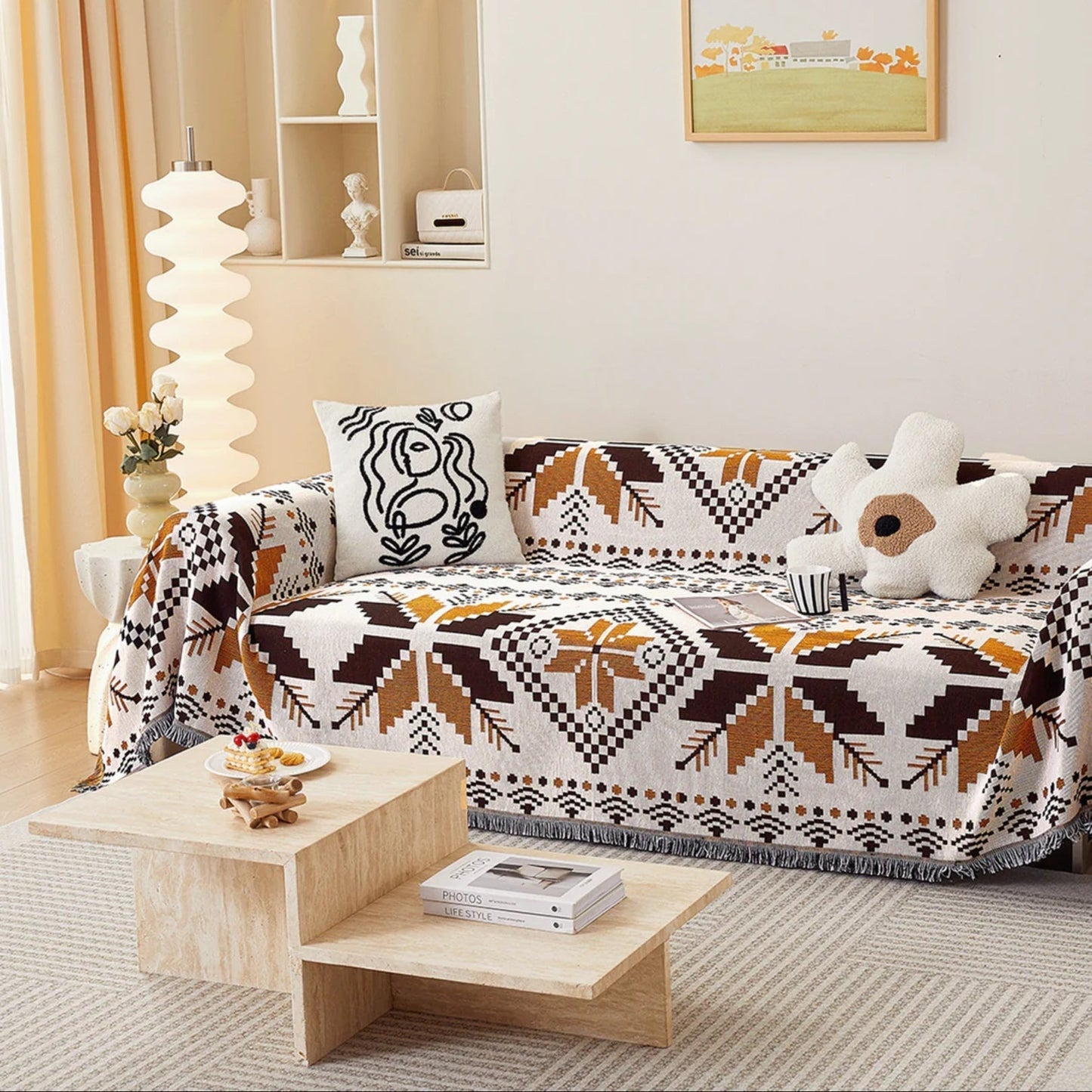 Autumn Maple Boho Sofa/Couch Cover Camping Blanket